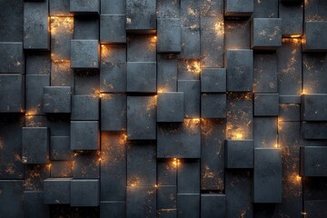 Glowing Dark Grey Cubic Wall Texture