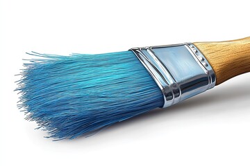 Fototapeta premium Close-up of a vibrant blue paintbrush.