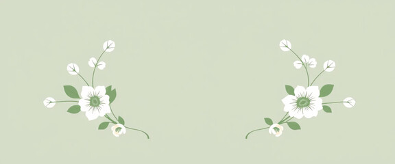 Obraz premium Elegant Minimalist Floral Design in White and Green with Symmetrical Layout