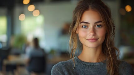 portrait of a confident young woman and friend standing in a modern office , high detail ,high resolution 8k. 