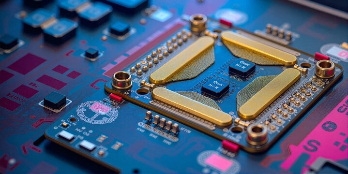 Close-up of a modern CPU, revealing intricate internals for AI and complex computations