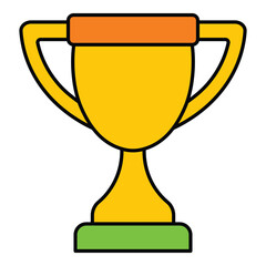 Gold Champion Trophy Cup Flat Icon Isolated On White Background