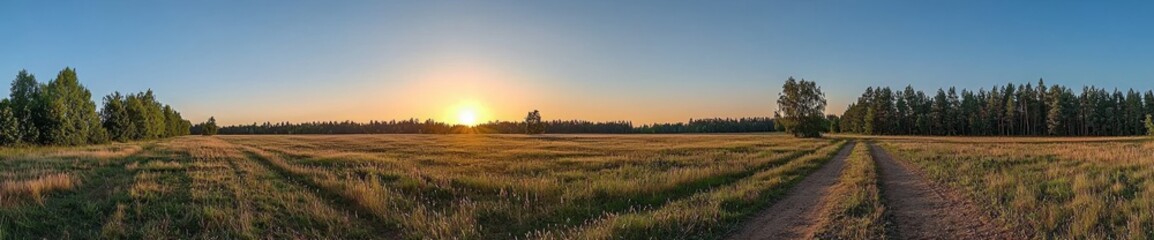 Obraz premium Gorgeous summer countryside panorama at dawn.