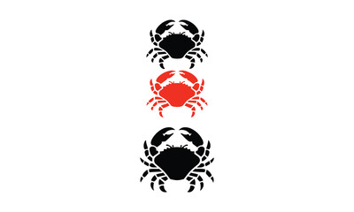 Set of Black and Colorful Crab Silhouette Vector Designs,  coastal art, seafood logos, nature graphics, aquatic symbols, digital artwork, ocean projects, easily editable.