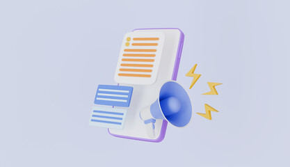 Megaphone amplifier with speech bubble via phone app, online promotion, announce promotion, advertising and promotion