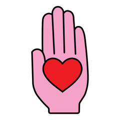 Obraz premium Hand Holding Heart Flat Icon Isolated On White Background
