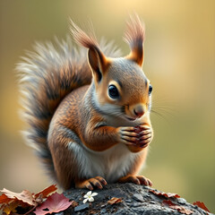 Obraz premium A photorealistic depiction of a squirrel with intricate fur details