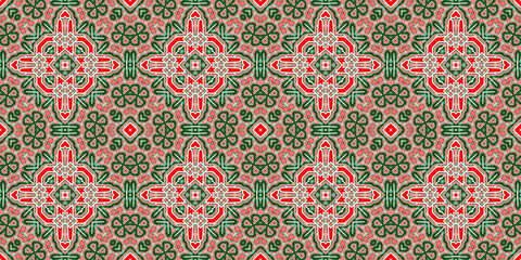 Seamless pattern banner red and green. Festive red and green Christmas pattern. Merry Christmas. Happy New Year.