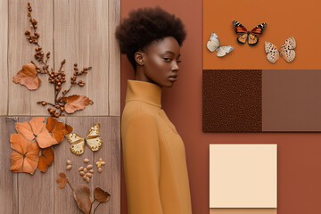 stylish moodboard collage for the colour 2025 mocha fashion theme,