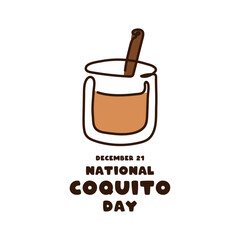 National Coquito Day. December 21. Flat design vector. A glass of coquito.