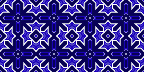 Seamless pattern banner blue and white. Merry Christmas. Happy New Year. Frost and snowflakes pattern