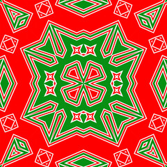 Seamless square pattern red and green. Christmas pattern green and red. Merry Christmas. Happy New Year.
