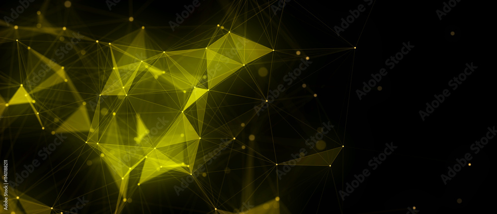 Aufkleber yellow network connection structure. digital background with dots and lines. big data visualization.