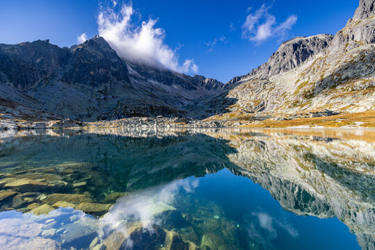 mirror lake, hiking around T&eacute;ryho chate, high tatra, slovakia