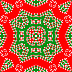 Seamless square pattern red and green. Christmas pattern green and red. Merry Christmas. Happy New Year.