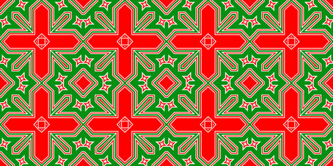 Seamless pattern banner red and green. Festive red and green Christmas pattern. Merry Christmas. Happy New Year.