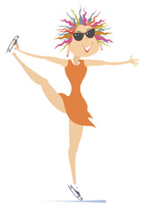 Beautiful young woman ice skating. 
Winter activities concept. Smiling young woman ice skating
