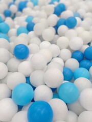 white and blue balls