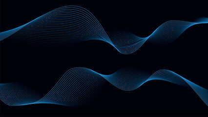 Digital dynamic wave of particles and lines. Abstract blue futuristic background. Big data visualization. Vector illustration.