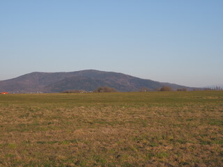 Mount and field at Bielsko-Biala city in Poland