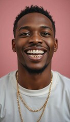 Man Smiling with Gold Grillz on Teeth