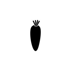 Carrot icon silhouette for logo. Vegetable Icon vector on black color