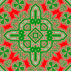 Seamless square pattern red and green. Christmas pattern green and red. Merry Christmas. Happy New Year.