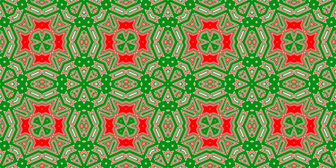 Seamless pattern banner red and green. Festive red and green Christmas pattern. Merry Christmas. Happy New Year.