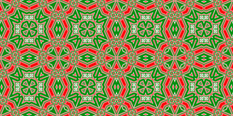 Seamless pattern banner red and green. Festive red and green Christmas pattern. Merry Christmas. Happy New Year.