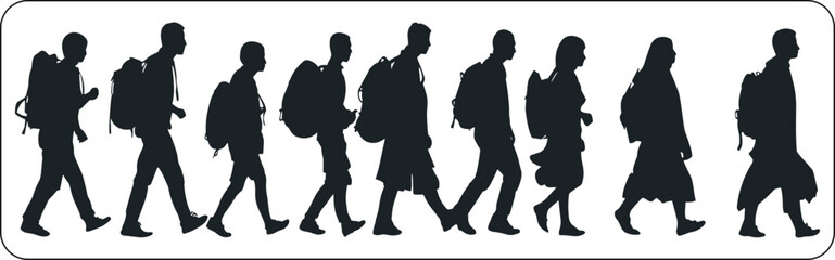 Silhouette of Person Walking with Suitcase in Nature, Traveler’s Silhouette on Mountain Top at Sunrise, Silhouette of Explorer Enjoying Scenic View