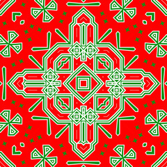 Seamless square pattern red and green. Christmas pattern green and red. Merry Christmas. Happy New Year.
