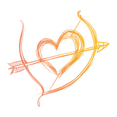 Set hand draw archer and heart for Valentine's day element.