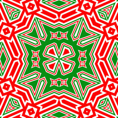 Seamless square pattern red and green. Christmas pattern green and red. Merry Christmas. Happy New Year.
