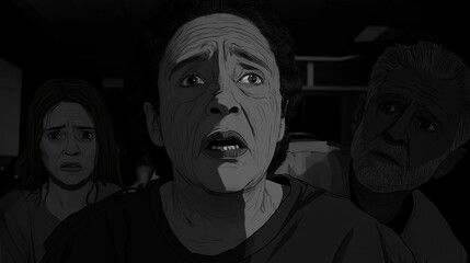 Fearful woman , Intense Environment, Animated