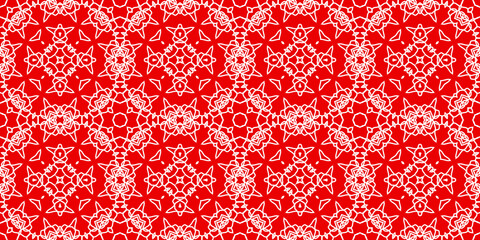 Christmas seamless pattern. Christmas background banner red. Frost pattern. Happy New Year.