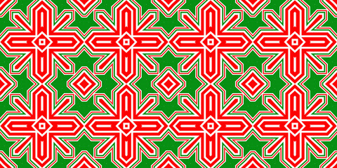 Seamless pattern banner red and green. Festive red and green Christmas pattern. Merry Christmas. Happy New Year.