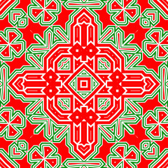 Seamless square pattern red and green. Christmas pattern green and red. Merry Christmas. Happy New Year.