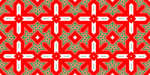 Seamless pattern banner red and green. Festive red and green Christmas pattern. Merry Christmas. Happy New Year.