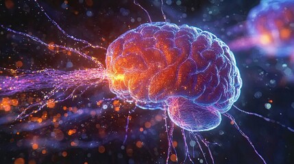 3D Rendered Human Brain Neural Connections Illustrating Role Neuroscience Brain Research Technological Advancements Understanding Treating Brain Related Conditions