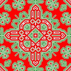 Seamless square pattern red and green. Christmas pattern green and red. Merry Christmas. Happy New Year.
