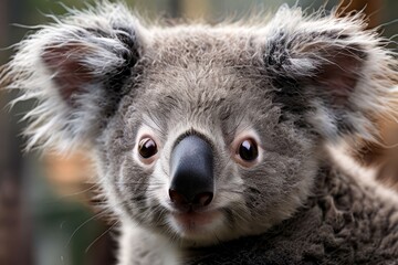 17 koalas face zoomed in fluffy ears black nose and soft grey fu