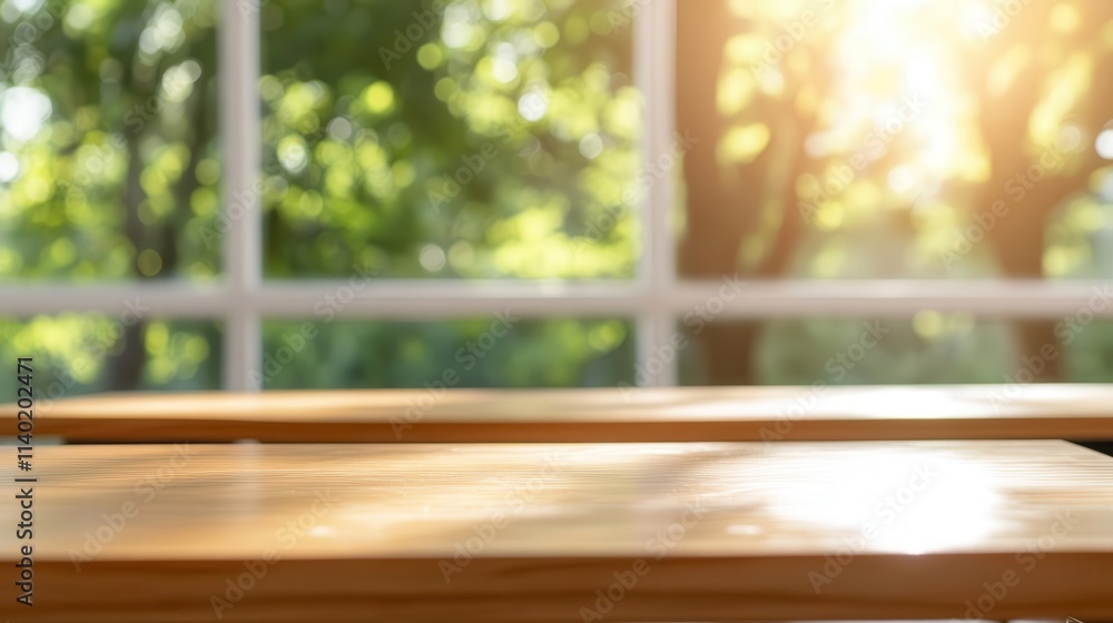 Poster blurred abstract view of classroom interior, sunlight and shadows playing through the windows, soft 