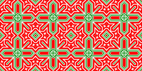 Seamless pattern banner red and green. Festive red and green Christmas pattern. Merry Christmas. Happy New Year.