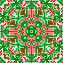 Seamless square pattern red and green. Christmas pattern green and red. Merry Christmas. Happy New Year.