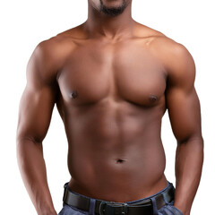 Fototapeta premium half muscular fit body of a young man on white background