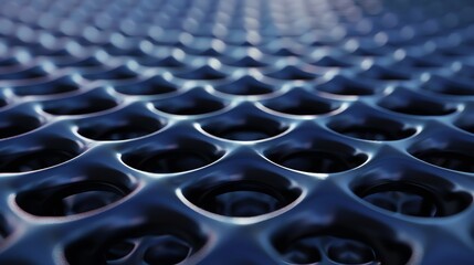 Obraz premium A close-up of a 3D textured surface in blue with a grid pattern.