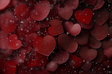 A close-up of red hearts with a subtle sparkle.