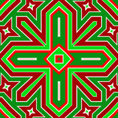 Seamless square pattern red and green. Christmas pattern green and red. Merry Christmas. Happy New Year.