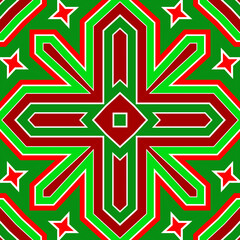Seamless square pattern red and green. Christmas pattern green and red. Merry Christmas. Happy New Year.