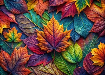 Fototapeta premium Abstract Colorful Leaf Wallpaper, Autumn Leaf Pattern, Fall Leaves Design, Colorful Foliage Background, Nature-Inspired Wallpaper, Artistic Leaf Print